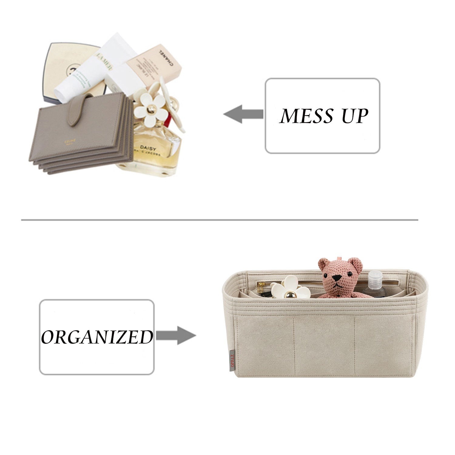 Chanel Deauville Small / Medium / Large / XLarge Organizer für Handtaschen – 10-tlg. Filzeinlage product image 6