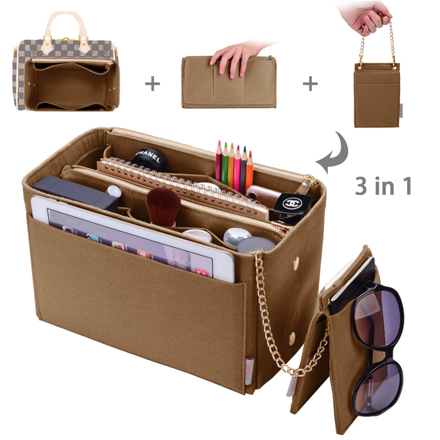 Taschenorganizer-Einlage für Designer-Handtaschen mit RFID-Schutzfach – Passt für LV Speedy, Neverfull & mehr product image 36