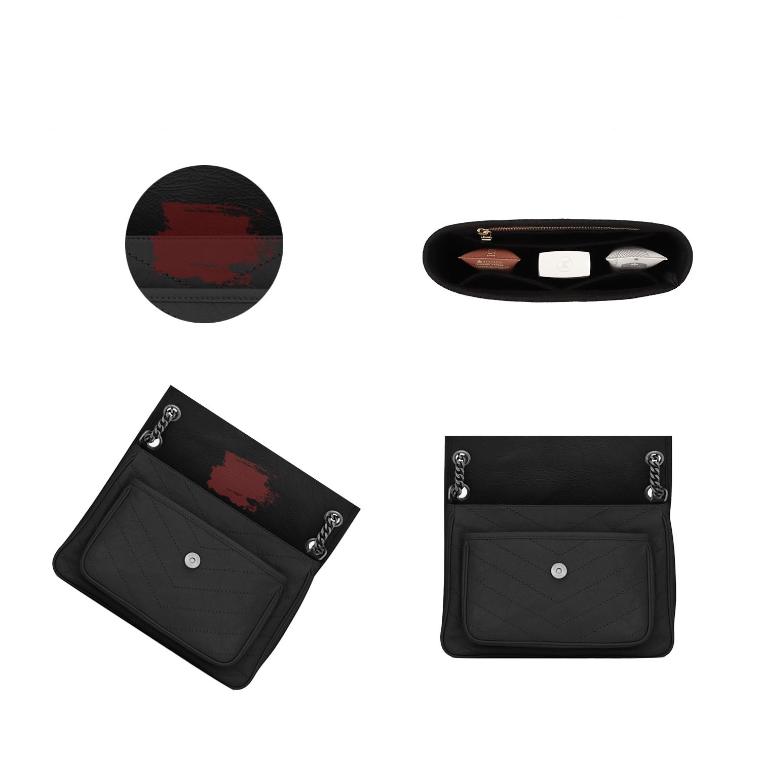 Taschenorganizer für YSL Niki Baby / Medium / Large – Hochwertige Filzeinlage mit YKK-Reißverschlüssen product image 4