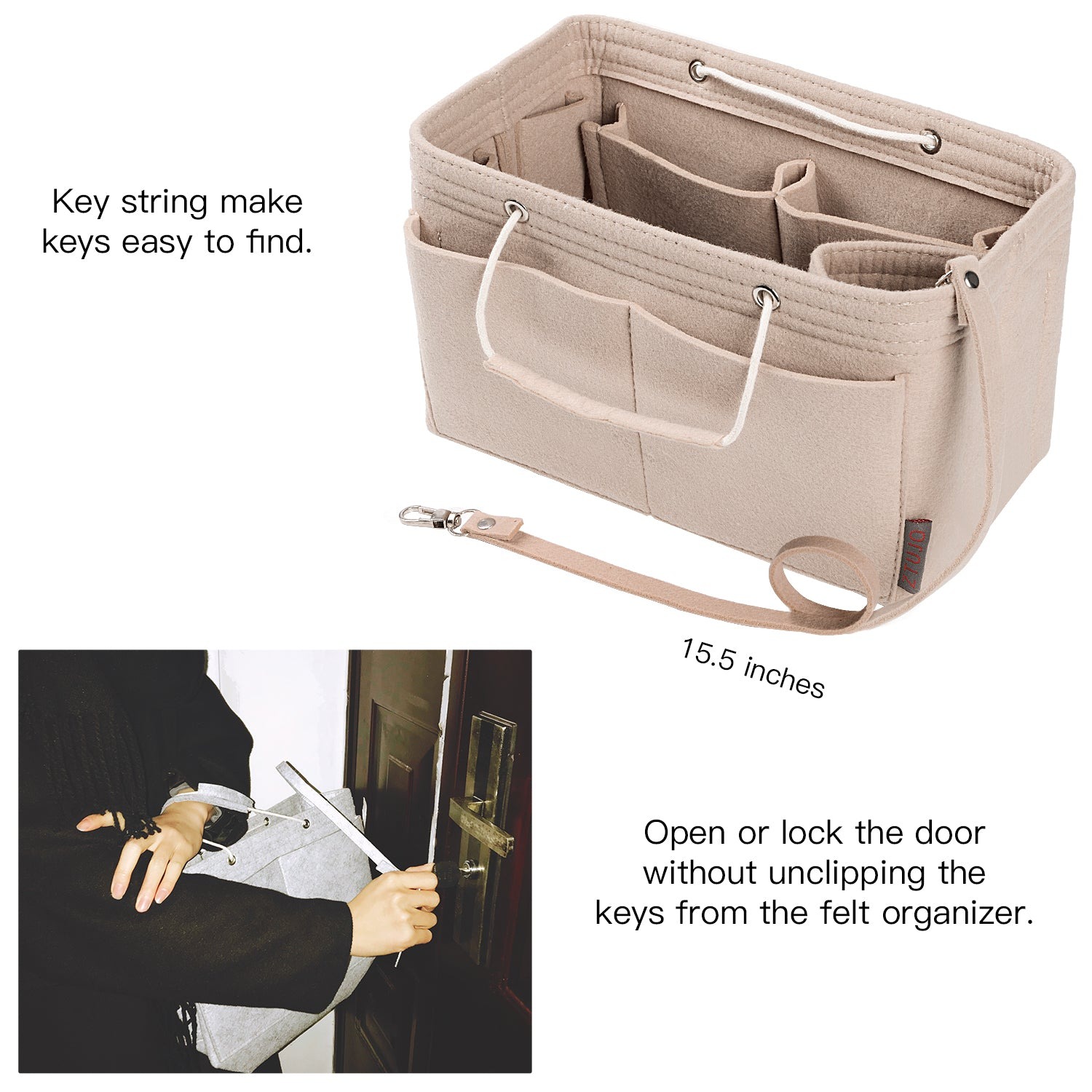 Mehrfachtaschen-Filz-Organizer für Handtaschen mit Griffen – Passend für LV Speedy 30, 35 & Neverfull MM (Medium/Large) product image 26