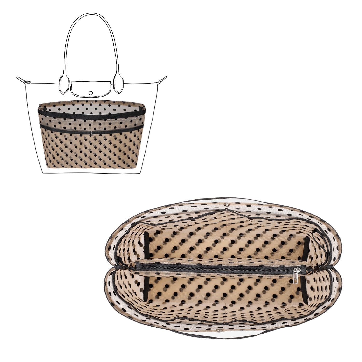 Handtaschen-Organizer-Einlage für Handtaschen – Mesh-Taschenorganizer mit Reißverschluss, passt für Speedy, Neverfull PM/MM, Le Pliage – Mittel, Groß, X-Groß product image 23
