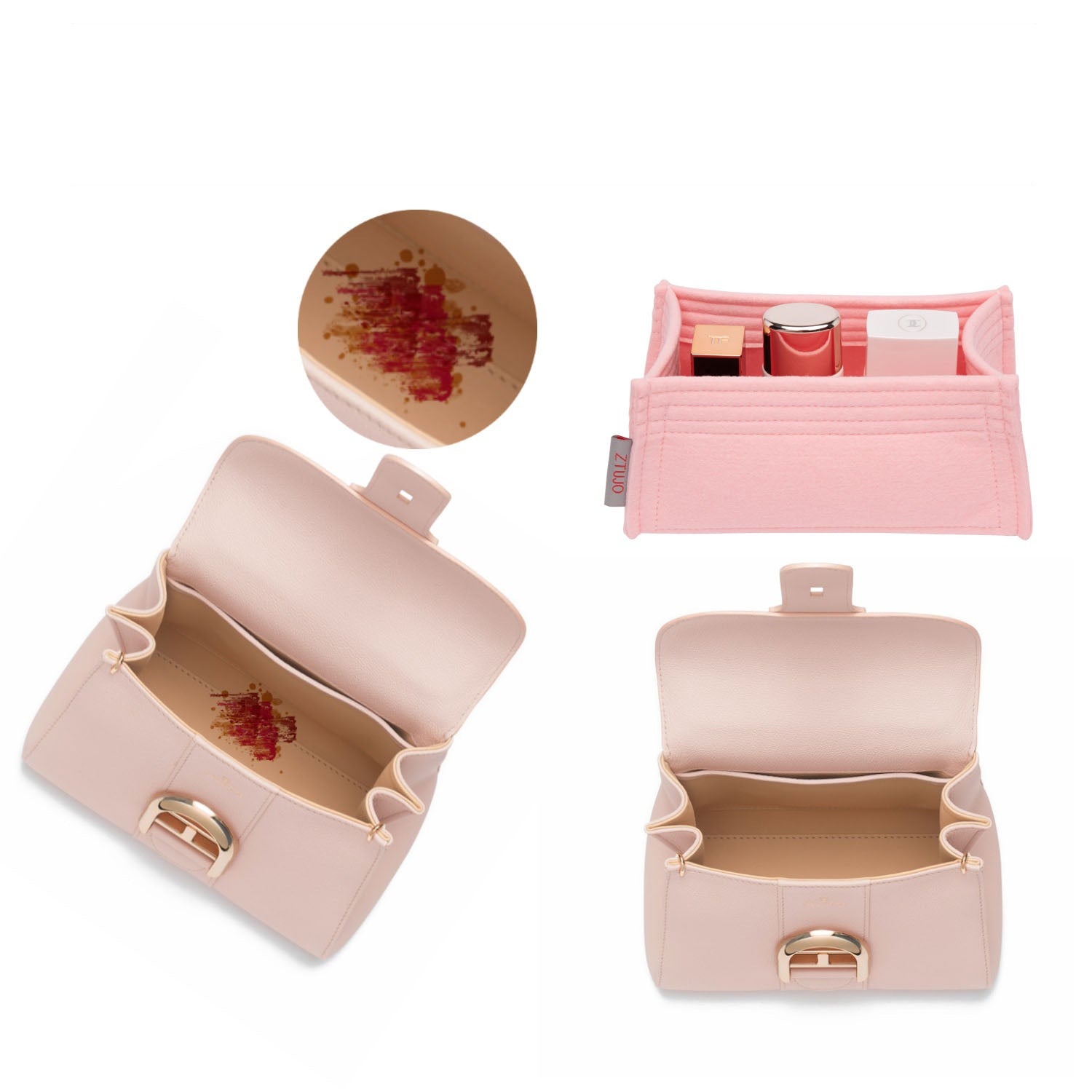 Premium Handtaschen-Organizer für Delvaux Brillant Mini / PM / MM / GM – 2 Fächer, weicher Filz product image 5