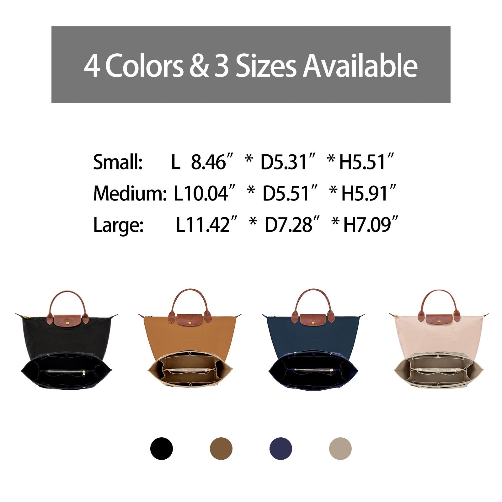 Einsatz für Handtaschen-Organizer für Longchamp Le Pliage – Passend für Top Handle S/M & Schultertasche S/L detail image 5