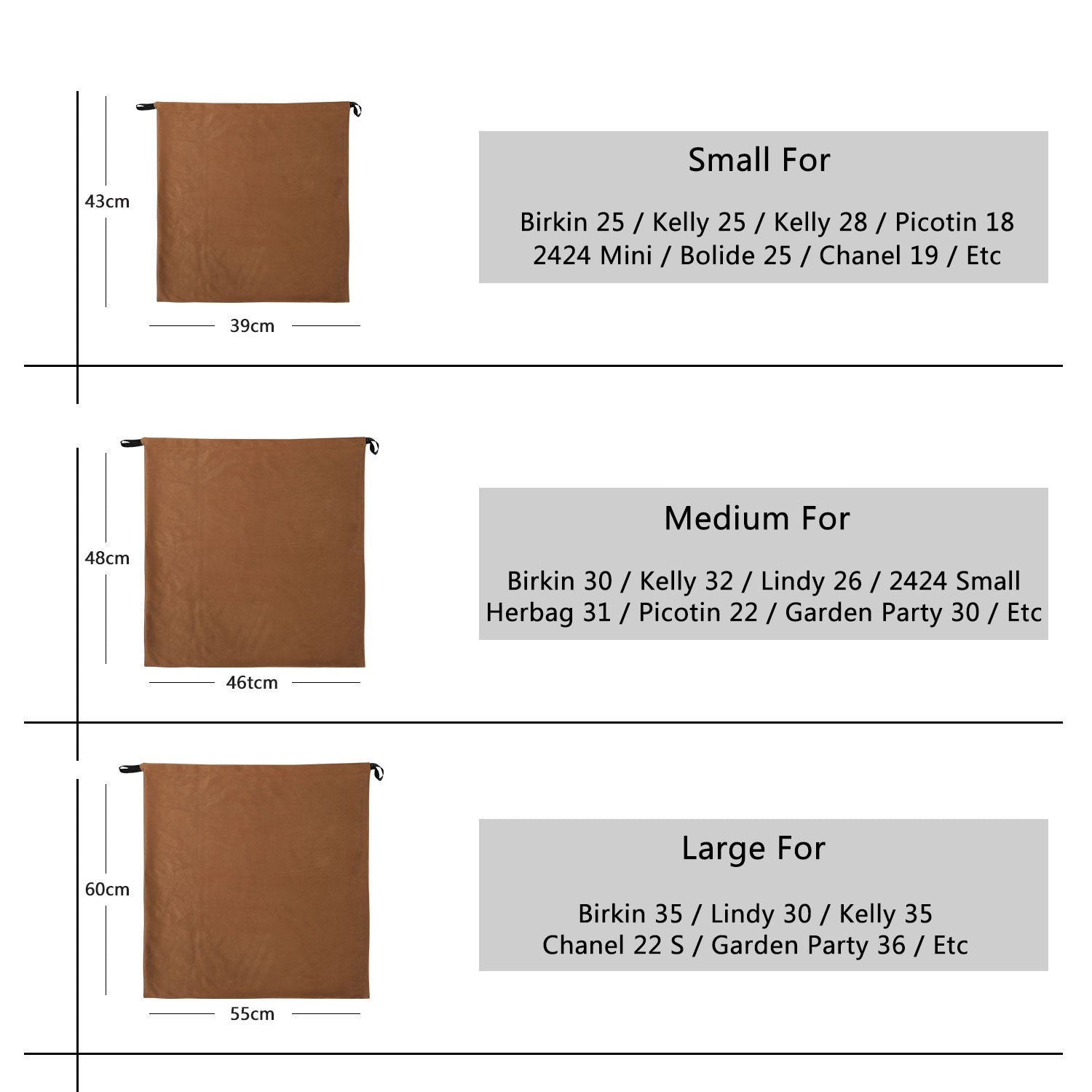 Staubbeutel für Handtasche Leichtgewichtiger staubdichter Kordelzug-Beutel – Passend für Birkin, Kelly, Picotin & mehr product image 6