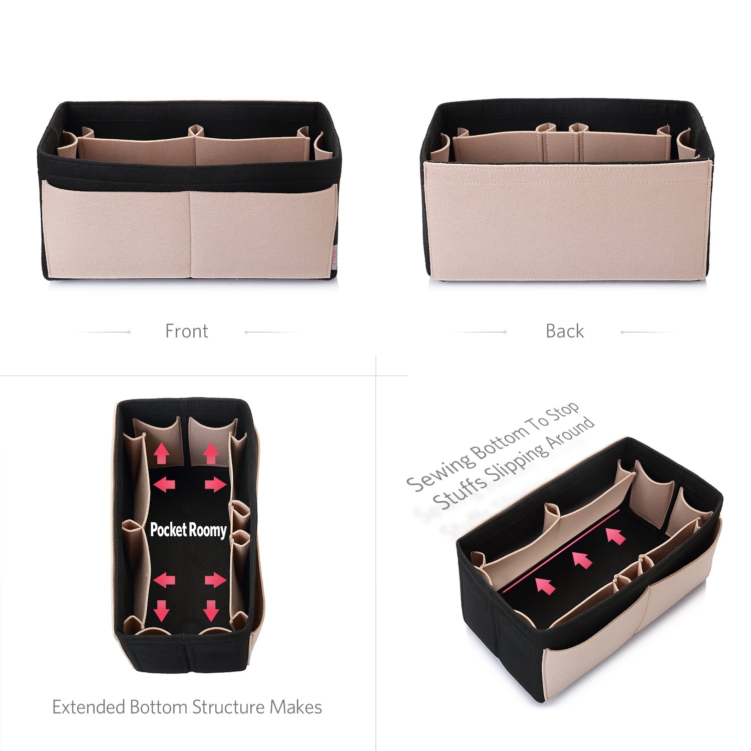 Filz Handtaschen-Organizer – Extra Large (passt für Speedy 40 / Neverfull GM) product image 45
