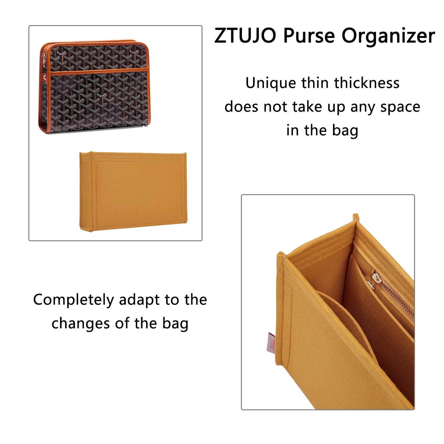 Premium Geldbörsen-Organizer für Goyard Jouvence MM / GM – Filz-Einlage für Handtaschen product image 6