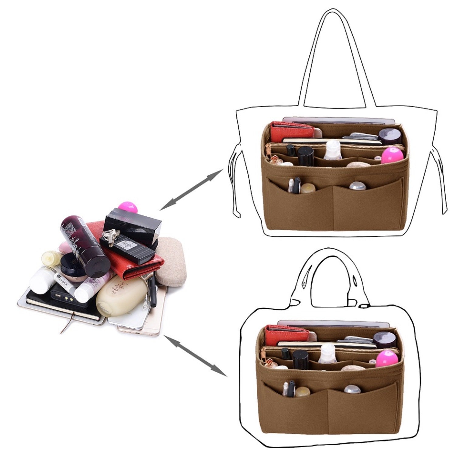 Taschenorganizer für LV Speedy Neverfull Tote – 6 Größen, Filz-Tascheneinsatz mit Reißverschluss product image 61