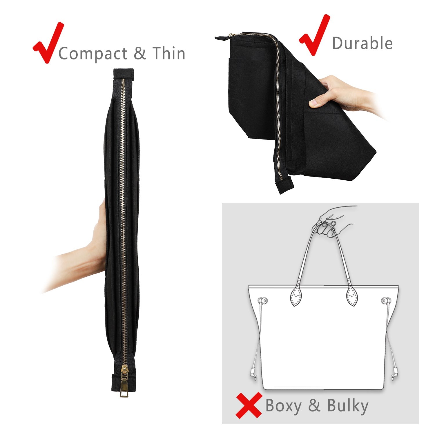 Filz-Handtaschenorganizer mit Schlüsselring-Armbändern für LV Speedy Neverfull Tote product image 25