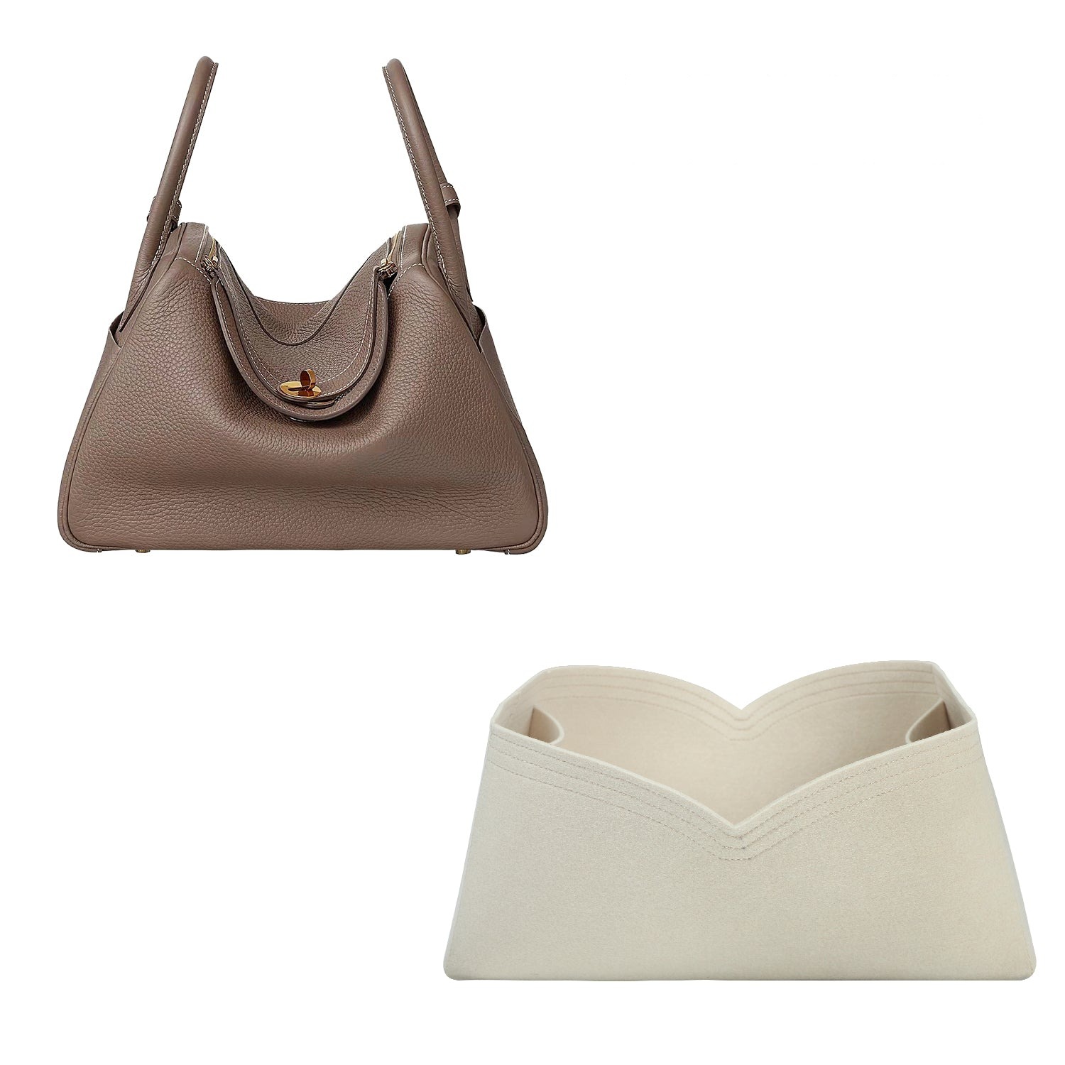 Organizer für Hermes Lindy Mini / 26 / 30 / 34 – Weicher Filzeinsatz für Taschen mit 2 Fächern