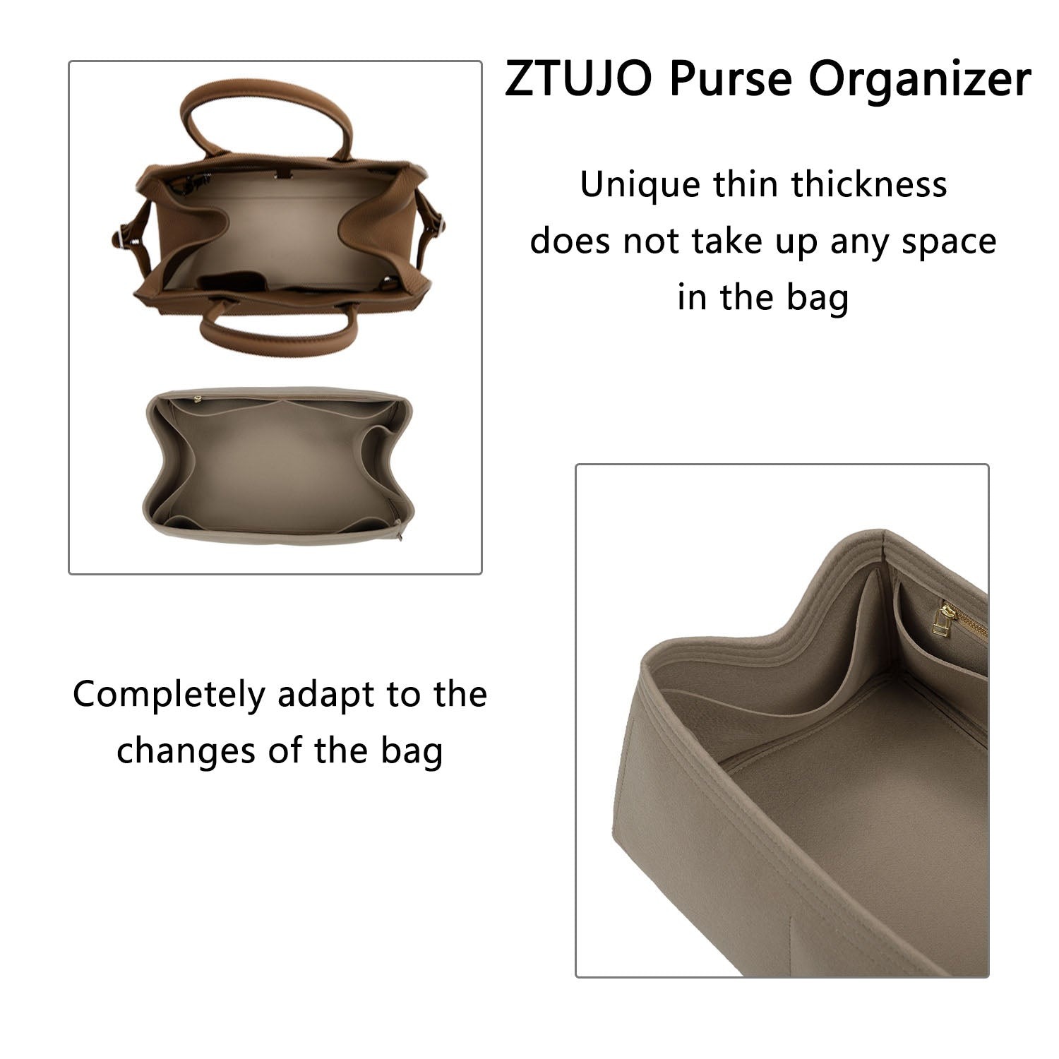 Premium Handtaschen-Organizer für The Row Margaux 10 / 12 / 15 / 17 – 7-taschen Filzeinlage product image 6