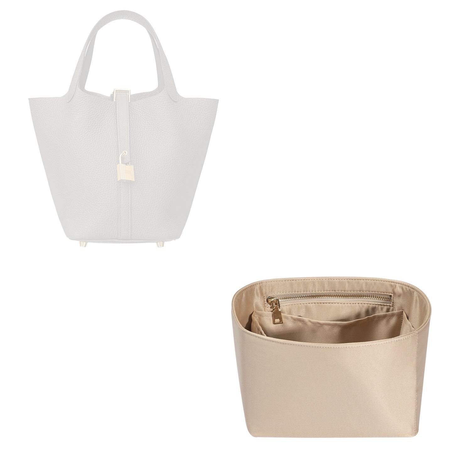 Seidiger Taschenorganizer für Hermes Picotin, Tascheneinsatz für Luxus-Tote, passend für Picotin 18 / 22