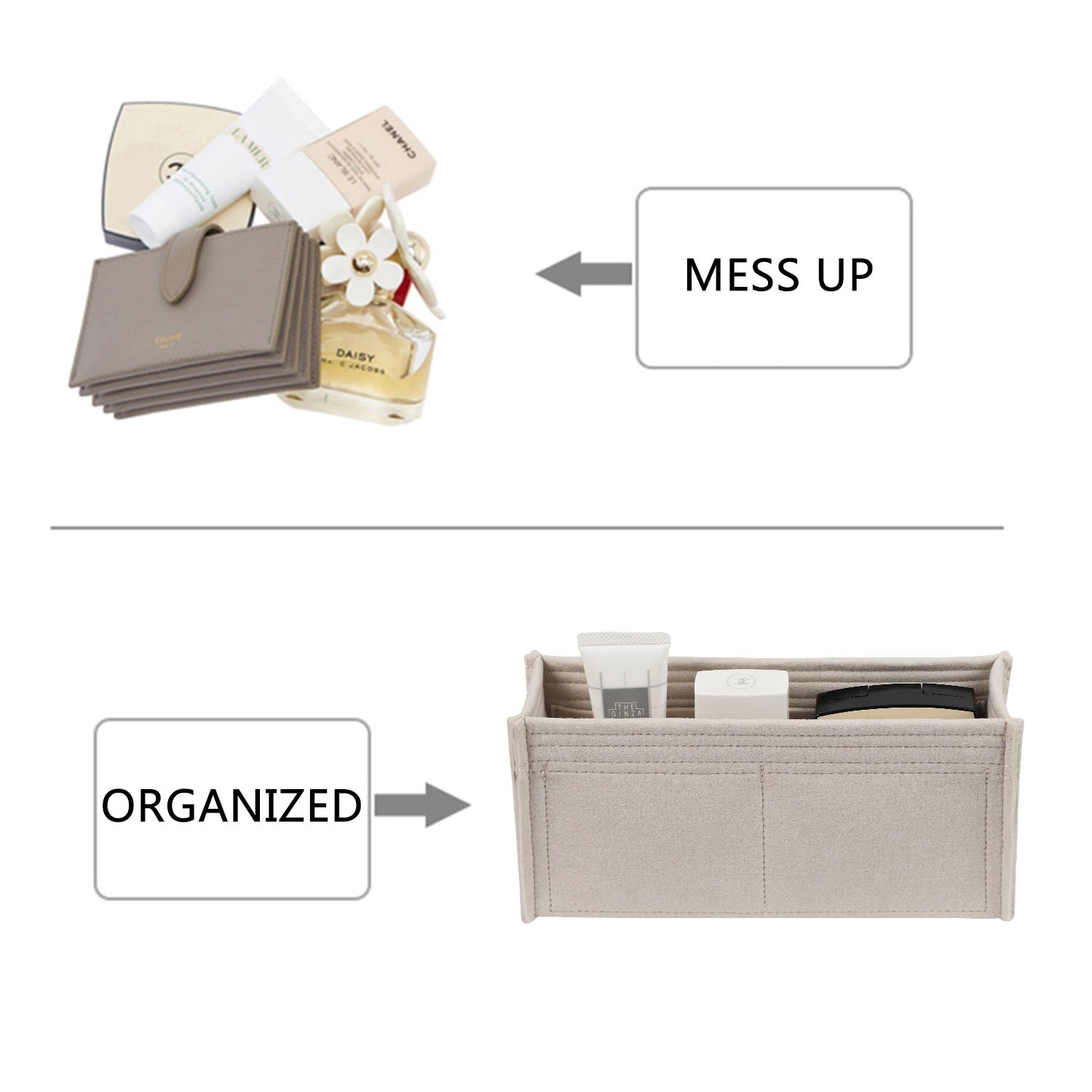 Premium Handtaschen-Organizer für Dior 30 Montaigne – 3 Fächer, Warmgrau oder individuell product image 5