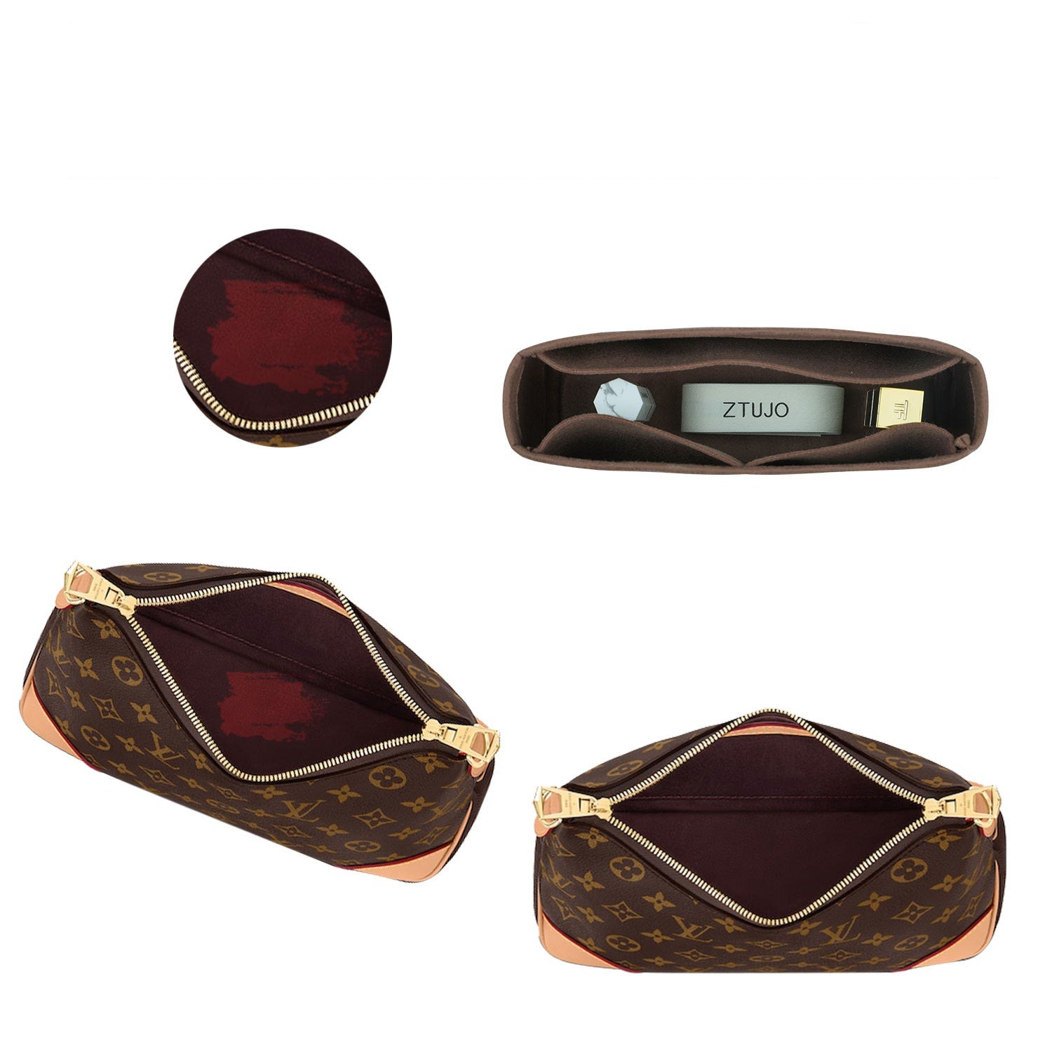 Premium Handtaschen-Organizer für LV Boulogne – 3 Fächer, Dunkelbraun oder Sonderfarbe detail image 4