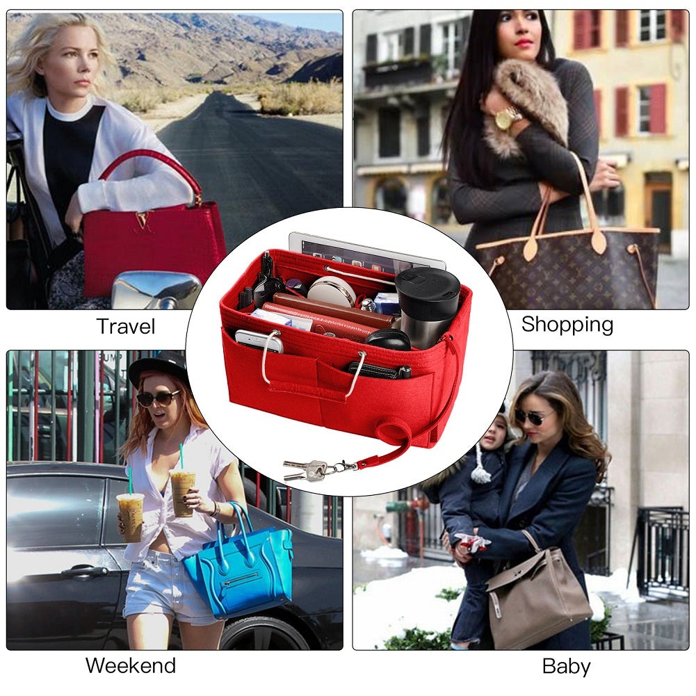 Mehrfachtaschen-Filz-Organizer für Handtaschen mit Griffen – Passend für LV Speedy 30, 35 & Neverfull MM (Medium/Large) product image 14