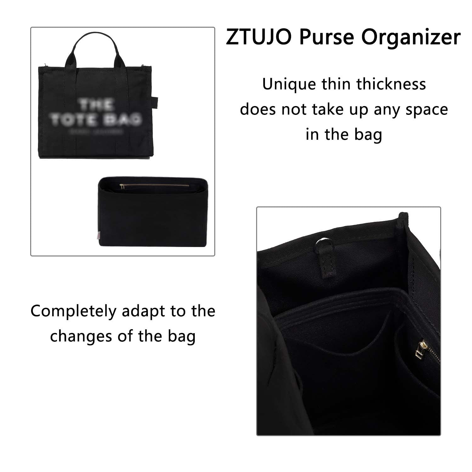Premium Handtaschen-Organizer für Marc Jacobs Tote Bag Small(10inch) / Medium(13inch) / Large(17inch) detail image 5