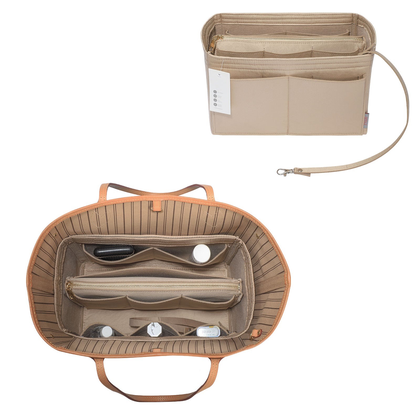 Taschenorganizer für LV Speedy Neverfull Tote – 6 Größen, Filz-Tascheneinsatz mit Reißverschluss product image 116