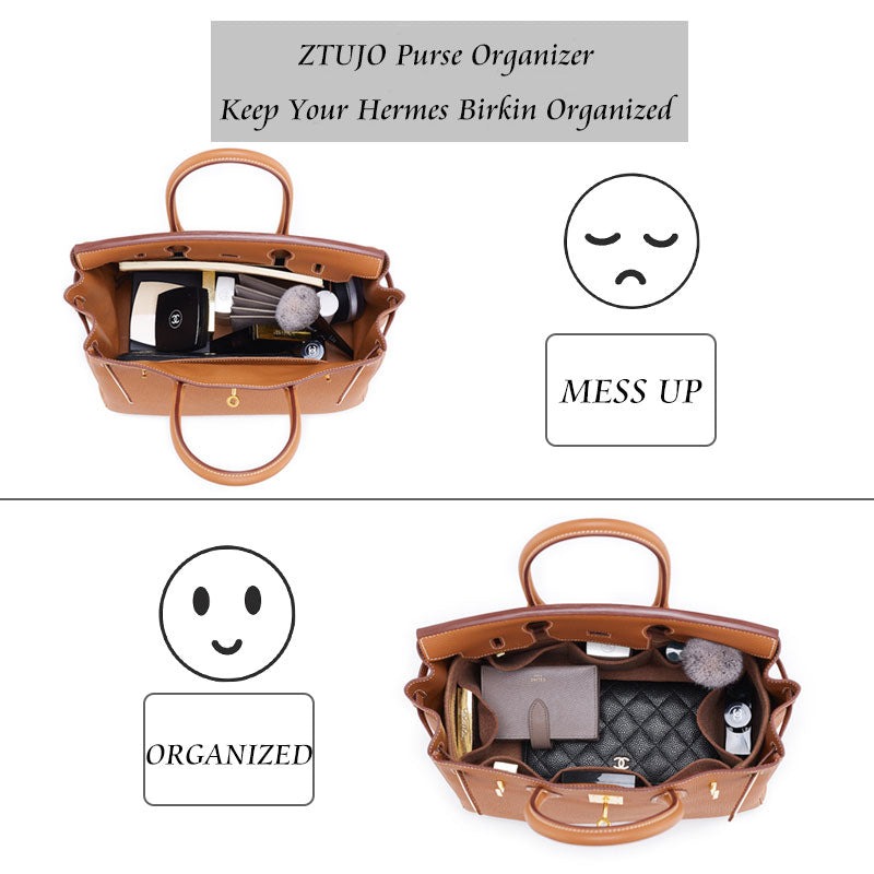 Premium Geldbörsen-Organizer für Hermes Birkin 25 / Birkin 30 / Birkin 35 Perfekt – 10 Fächer, Filz, YKK-Reißverschlüsse detail image 2