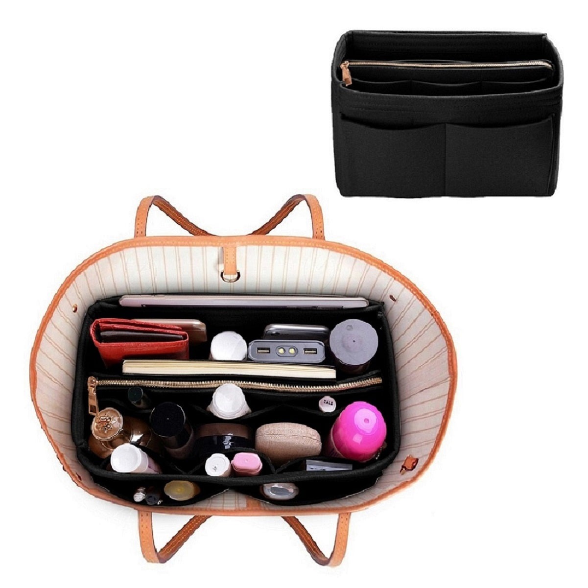 Taschenorganizer für LV Speedy Neverfull Tote – 6 Größen, Filz-Tascheneinsatz mit Reißverschluss product image 14