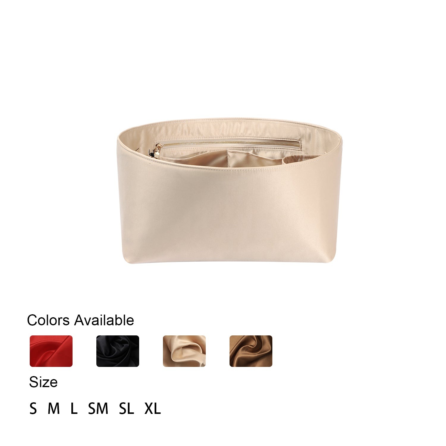 Seidiger Taschenorganizer-Einsatz für Handtaschen mit Reißverschluss – Passend für LV Neverfull, Speedy, Onthego, Artsy, Tote – 6 Größen product image 7