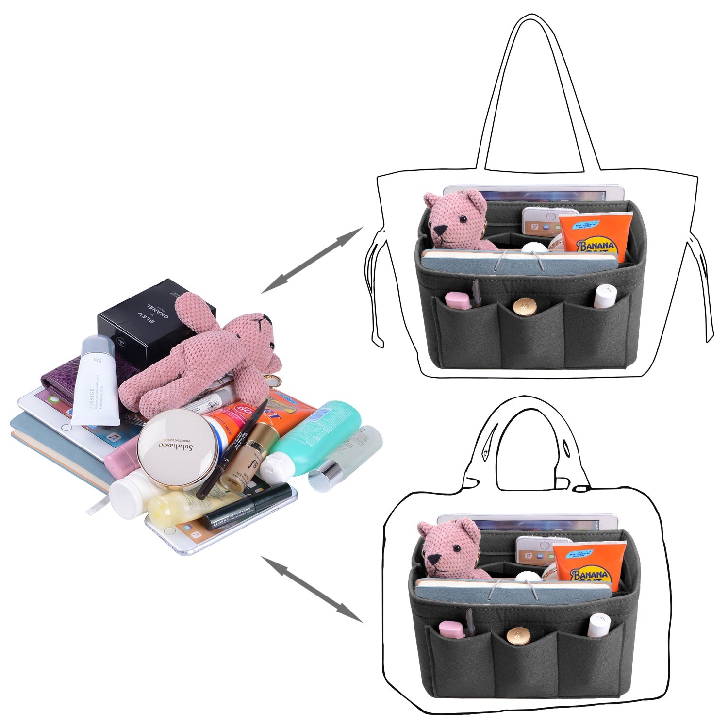 INNERBAG Taschenorganizer mit genähtem Boden für LV Speedy 35 und Neverfull MM – Groß product image 35