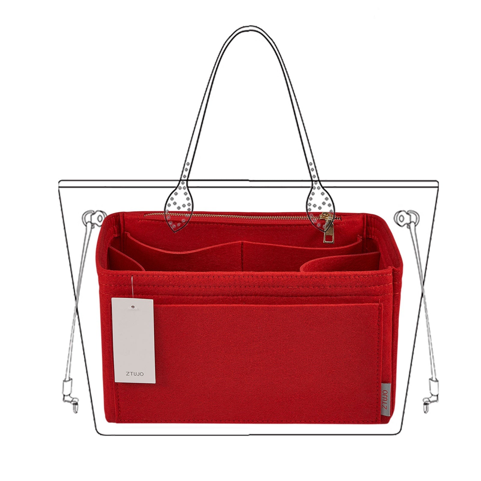 Filz-Einsatz für Handtaschen mit Flaschenhalter – Schlank Medium, Large, X-Large product image 8