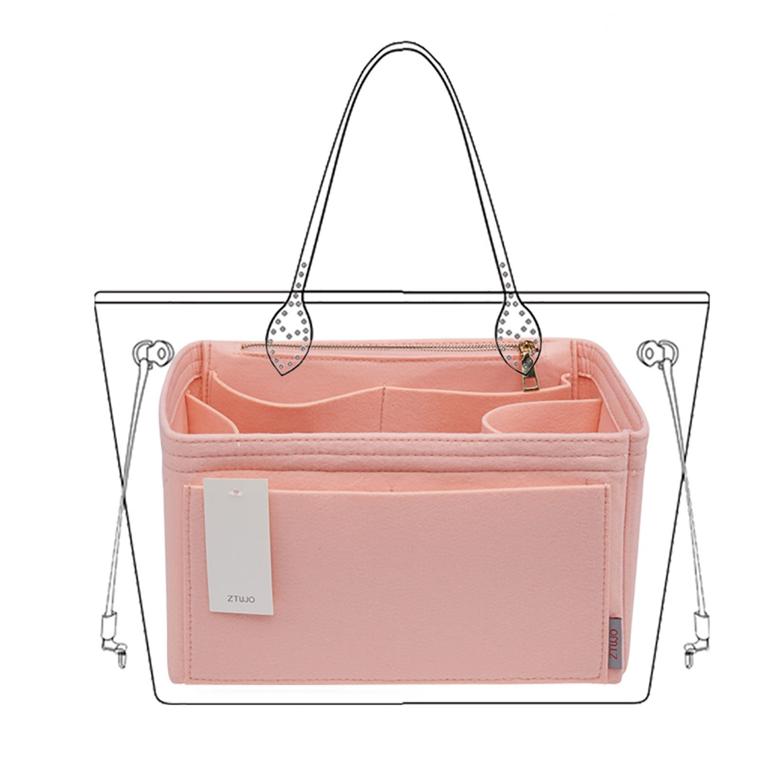 Filz-Einsatz für Handtaschen mit Flaschenhalter – Schlank Medium, Large, X-Large product image 23