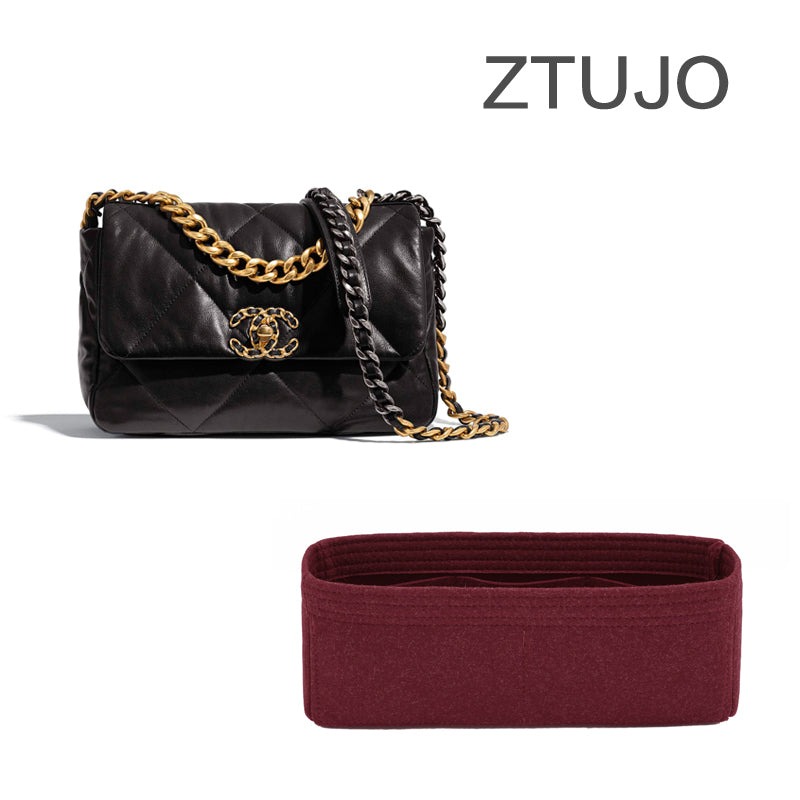 Taschenorganizer für CHANEL 19 Flap Bag 26cm / 30cm / 36cm – 6 Fächer, Bordeaux oder Individuell