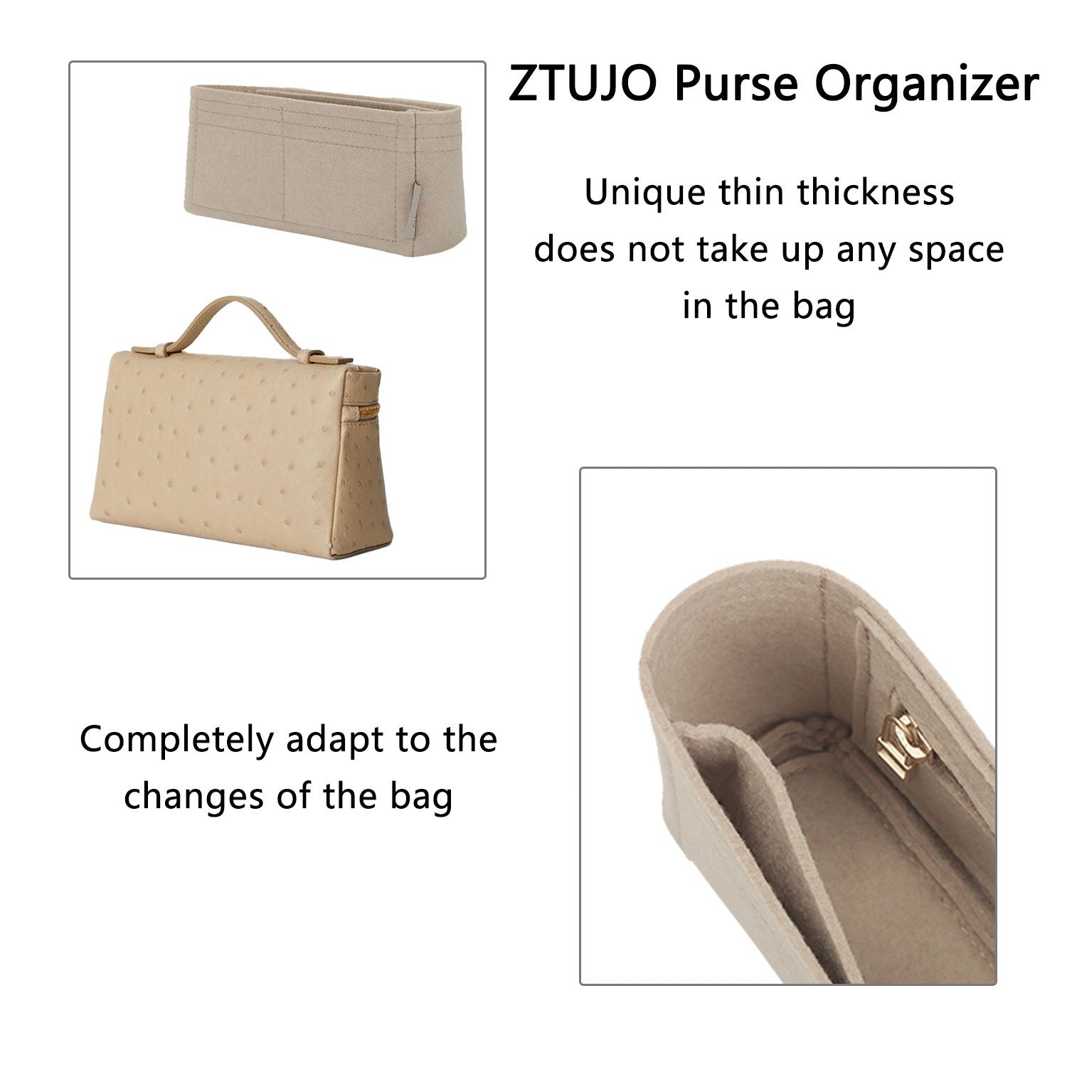 Premium Geldbörsen-Organizer für Loro Piana LP Extra Pocket L19 / L27 – 3 Fächer, Fleischgrau oder individuell detail image 5
