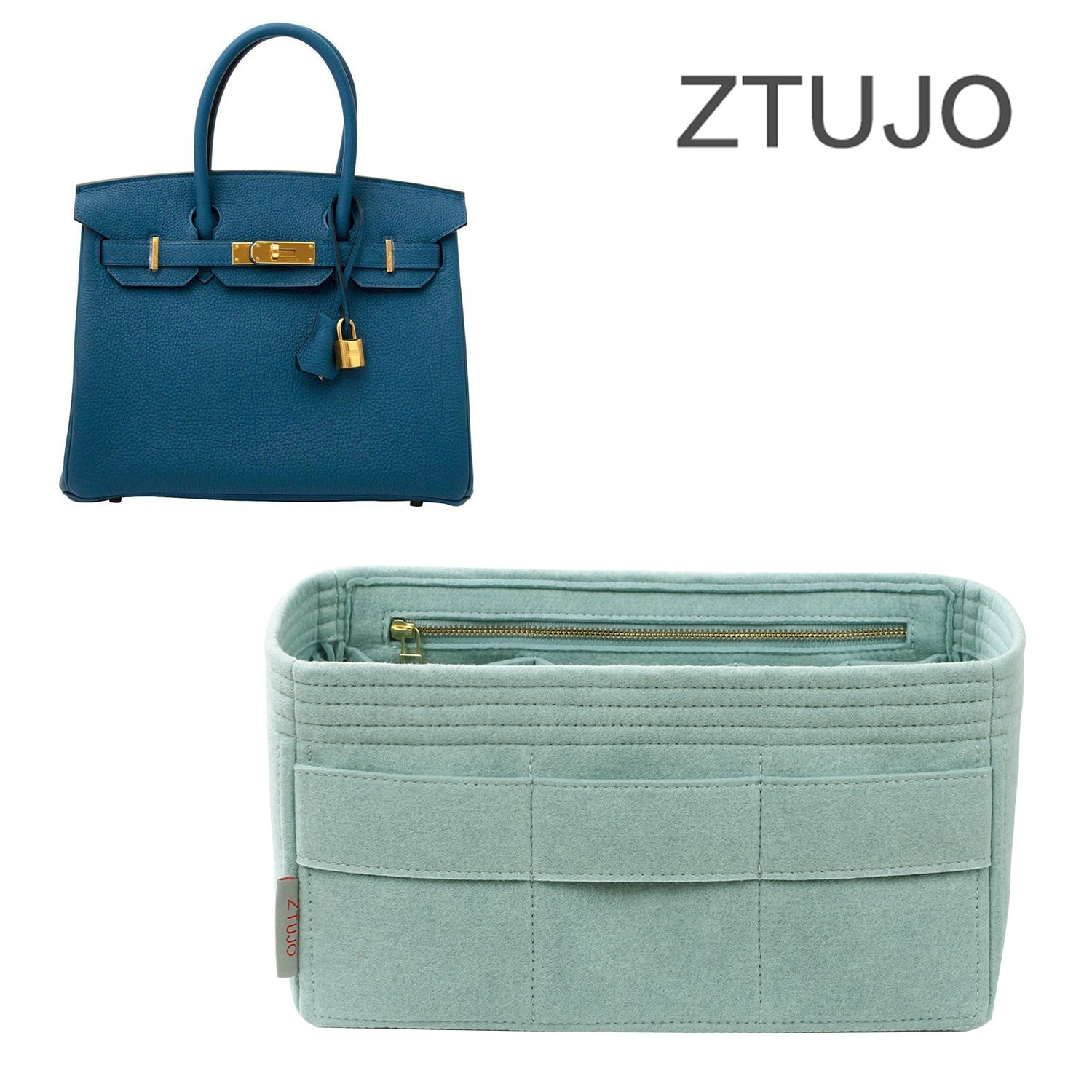 Premium Geldbörsen-Organizer für Hermes Birkin 25 / Birkin 30 / Birkin 35 Perfekt – 10 Fächer, Filz, YKK-Reißverschlüsse detail image 7