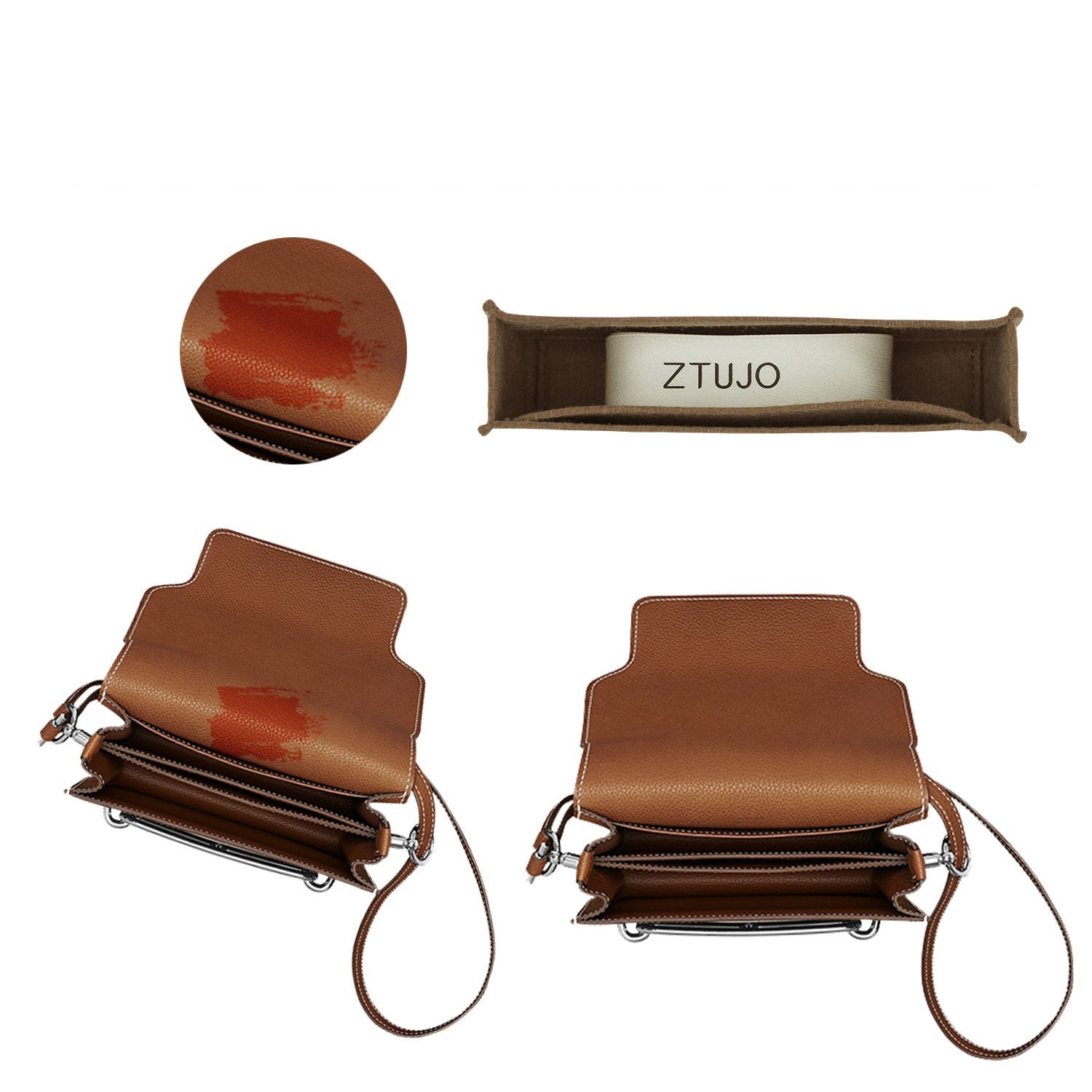 Taschenorganizer für Hermes Roulis Mini / 23 – Filzeinlage mit 2 Fächern product image 5