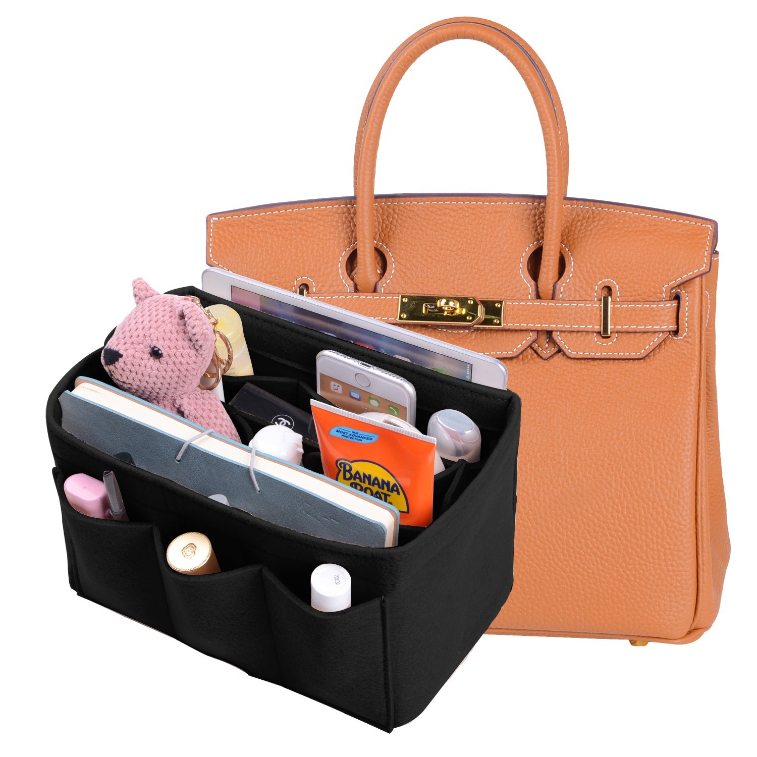 Organizer für Handtaschen mit eingenähtem Boden für Hermes Birkin 30/35