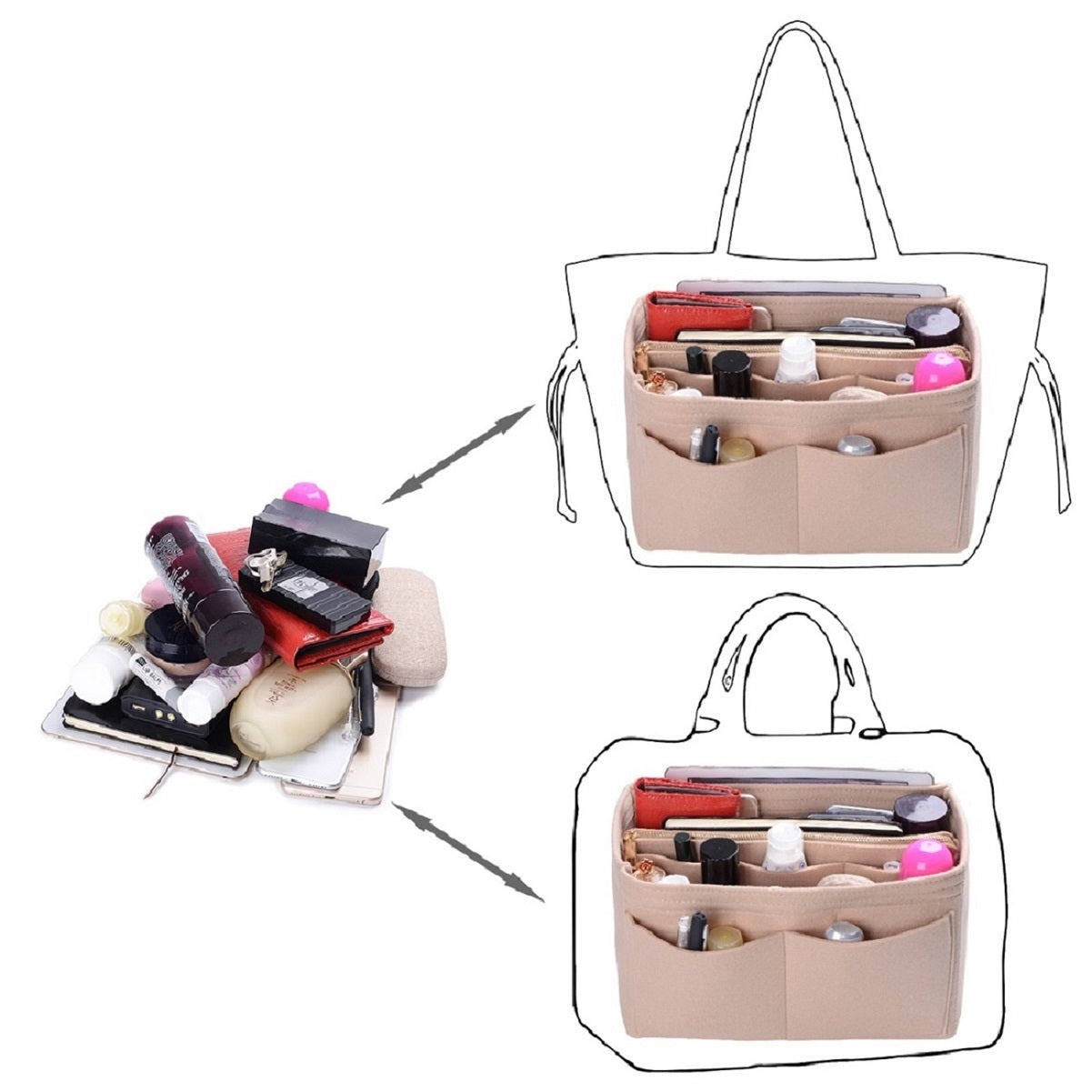 Taschenorganizer für LV Speedy Neverfull Tote – 6 Größen, Filz-Tascheneinsatz mit Reißverschluss product image 4