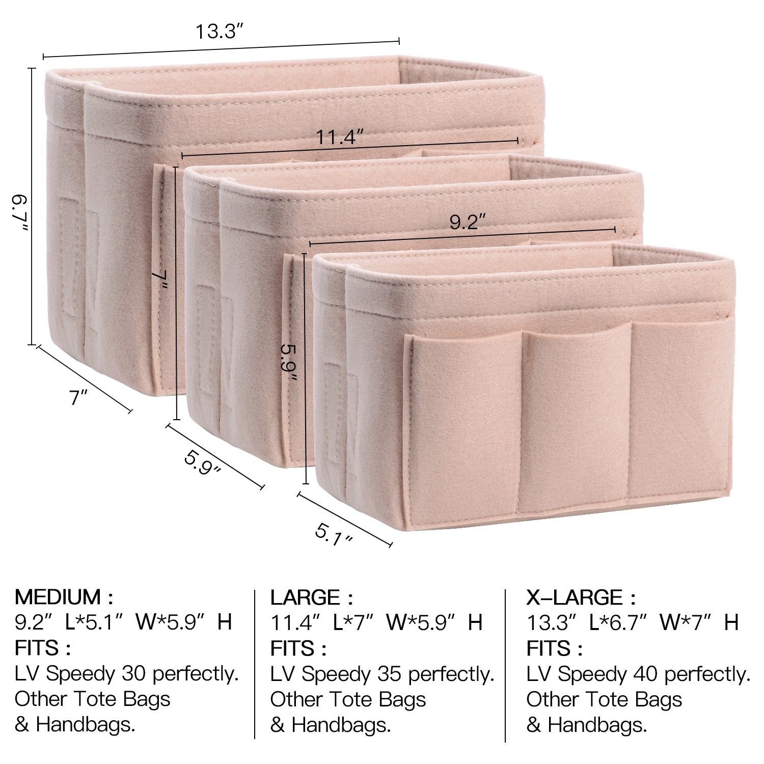 INNERBAG Taschenorganizer mit genähtem Boden für LV Speedy 35 und Neverfull MM – Groß product image 24