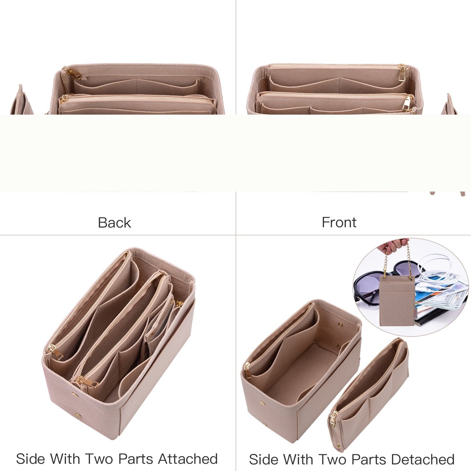 Taschenorganizer-Einlage für Designer-Handtaschen mit RFID-Schutzfach – Passt für LV Speedy, Neverfull & mehr product image 9
