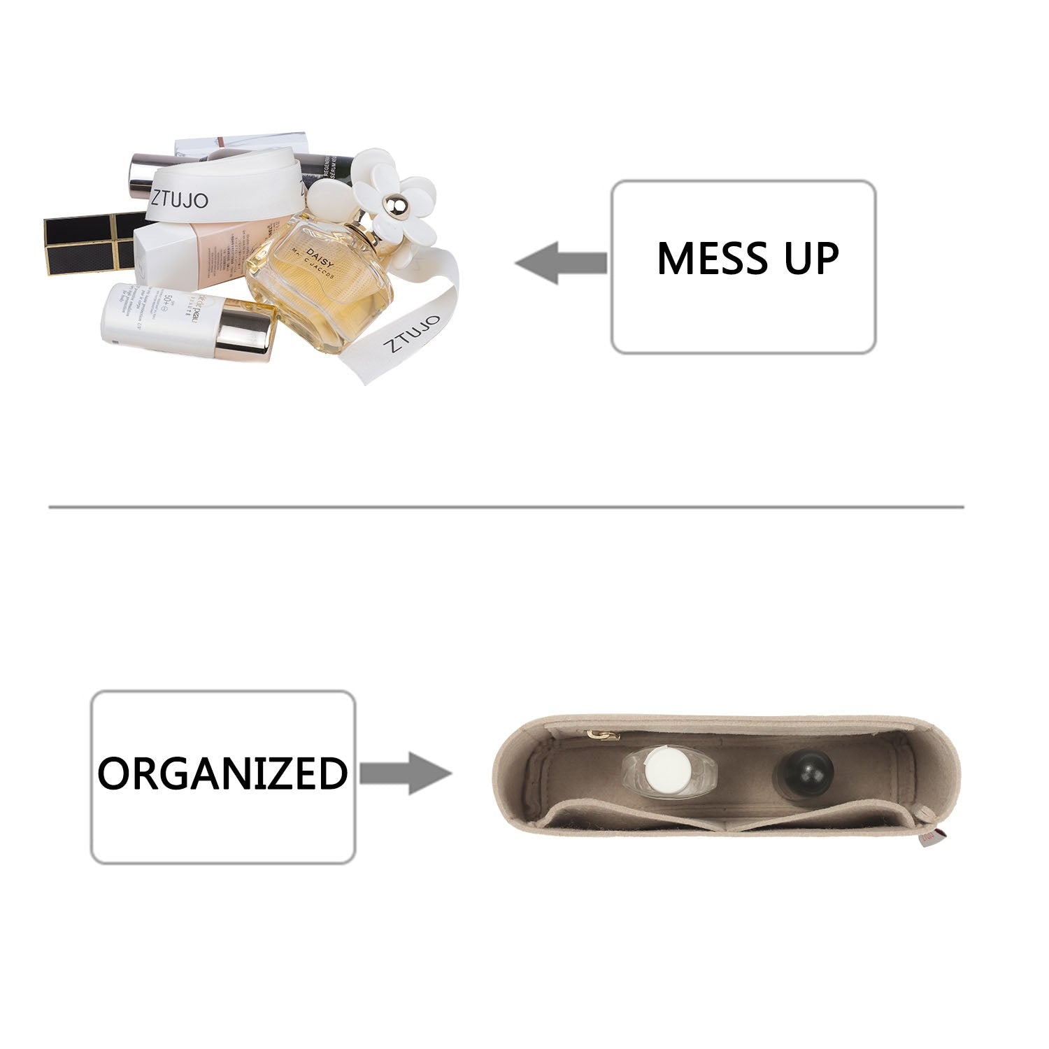 Premium Geldbörsen-Organizer für Loro Piana LP Extra Pocket L19 / L27 – 3 Fächer, Fleischgrau oder individuell detail image 2