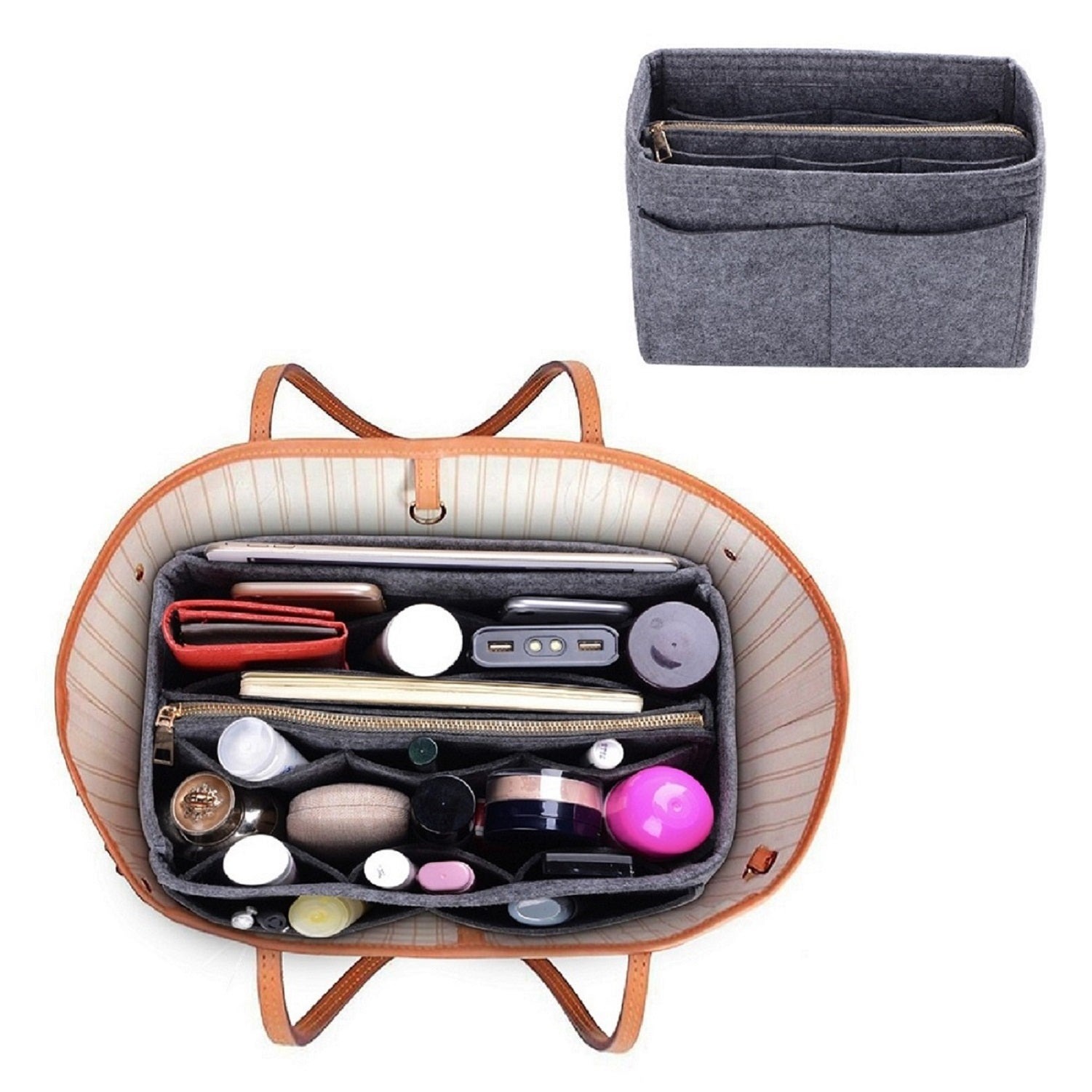 Taschenorganizer für LV Speedy Neverfull Tote – 6 Größen, Filz-Tascheneinsatz mit Reißverschluss product image 28