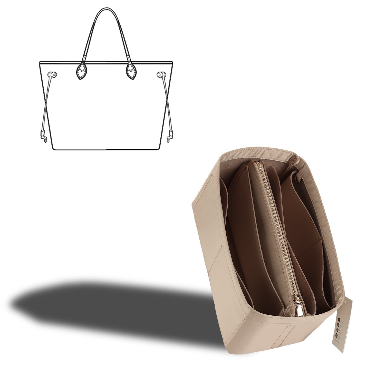 Silky Beutel-Organizer-Einsatz für Speedy, Neverfull, ONTHEGO Tote und mehr – 8 Fächer, 7 Größen product image 7