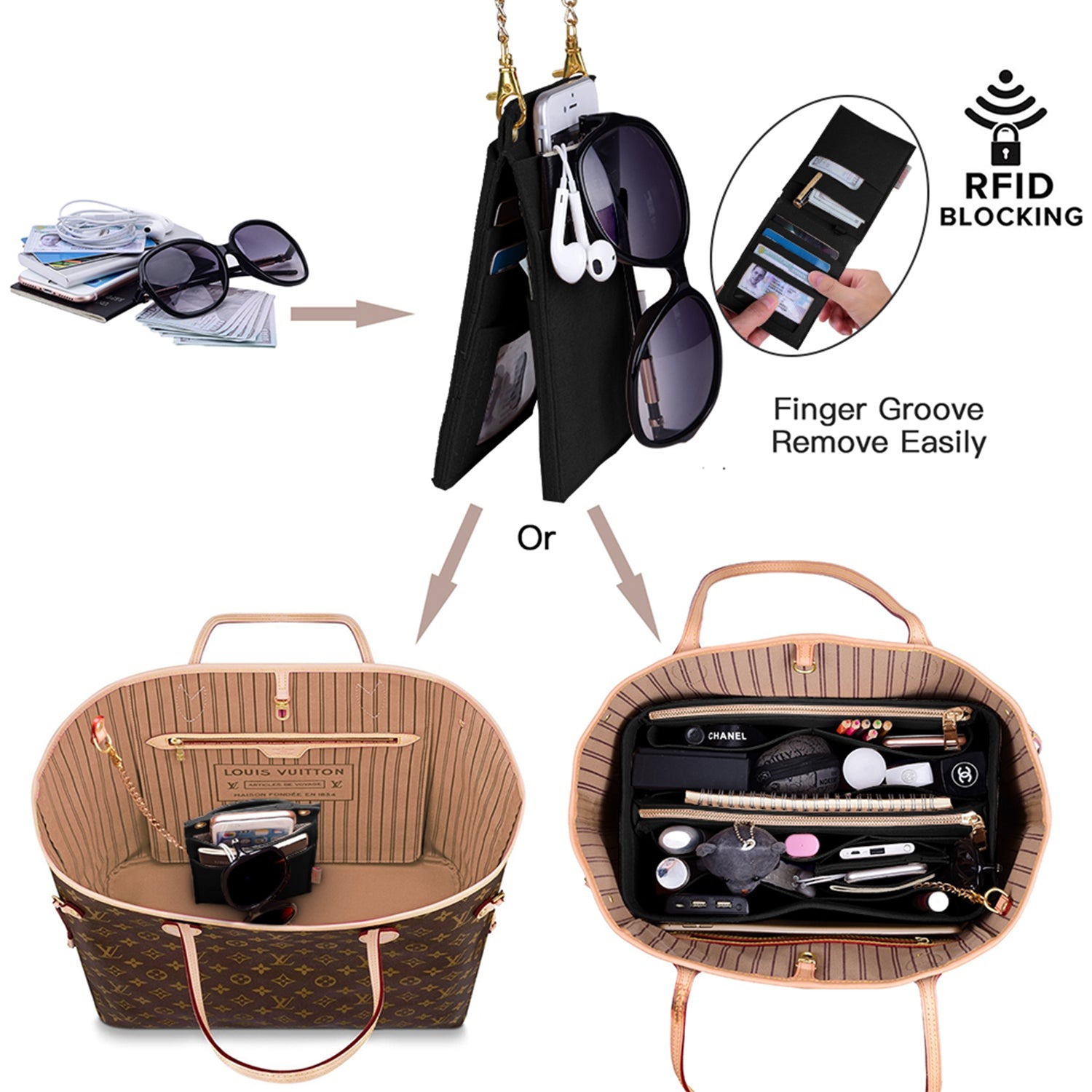 Taschenorganizer-Einlage für Designer-Handtaschen mit RFID-Schutzfach – Passt für LV Speedy, Neverfull & mehr product image 17