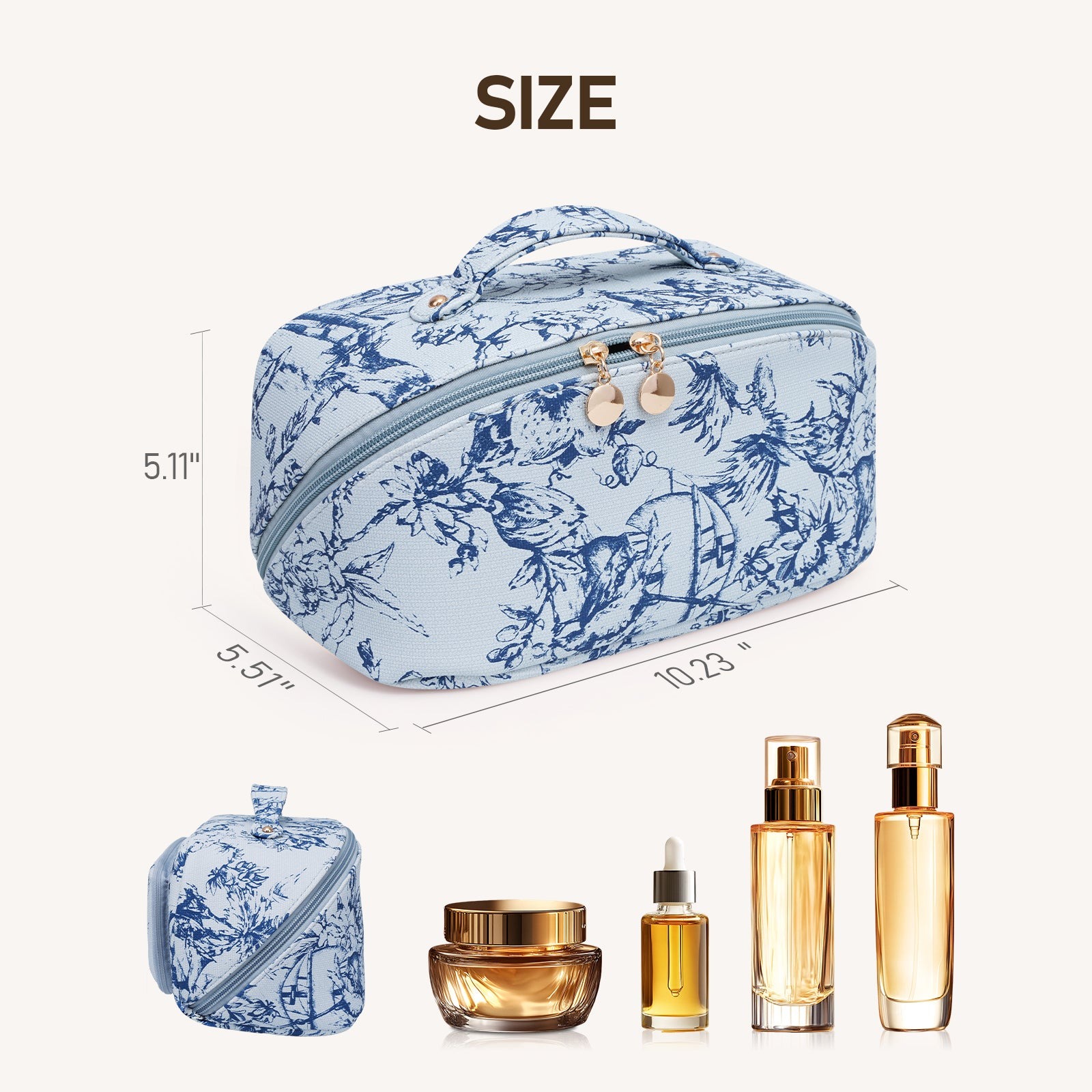 Große Kapazität, wasserdichte Kosmetiktasche aus PU-Leder für Damen – Make-up-Organizer mit Trennwand und Tragegriff product image 7