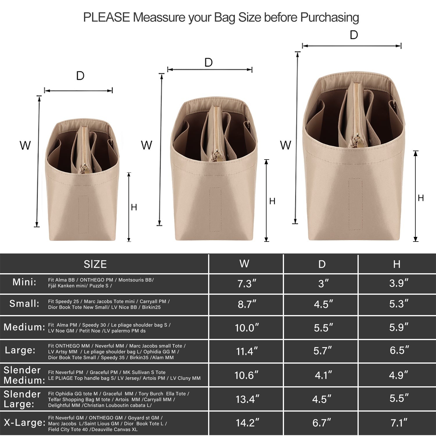Silky Beutel-Organizer-Einsatz für Speedy, Neverfull, ONTHEGO Tote und mehr – 8 Fächer, 7 Größen product image 2