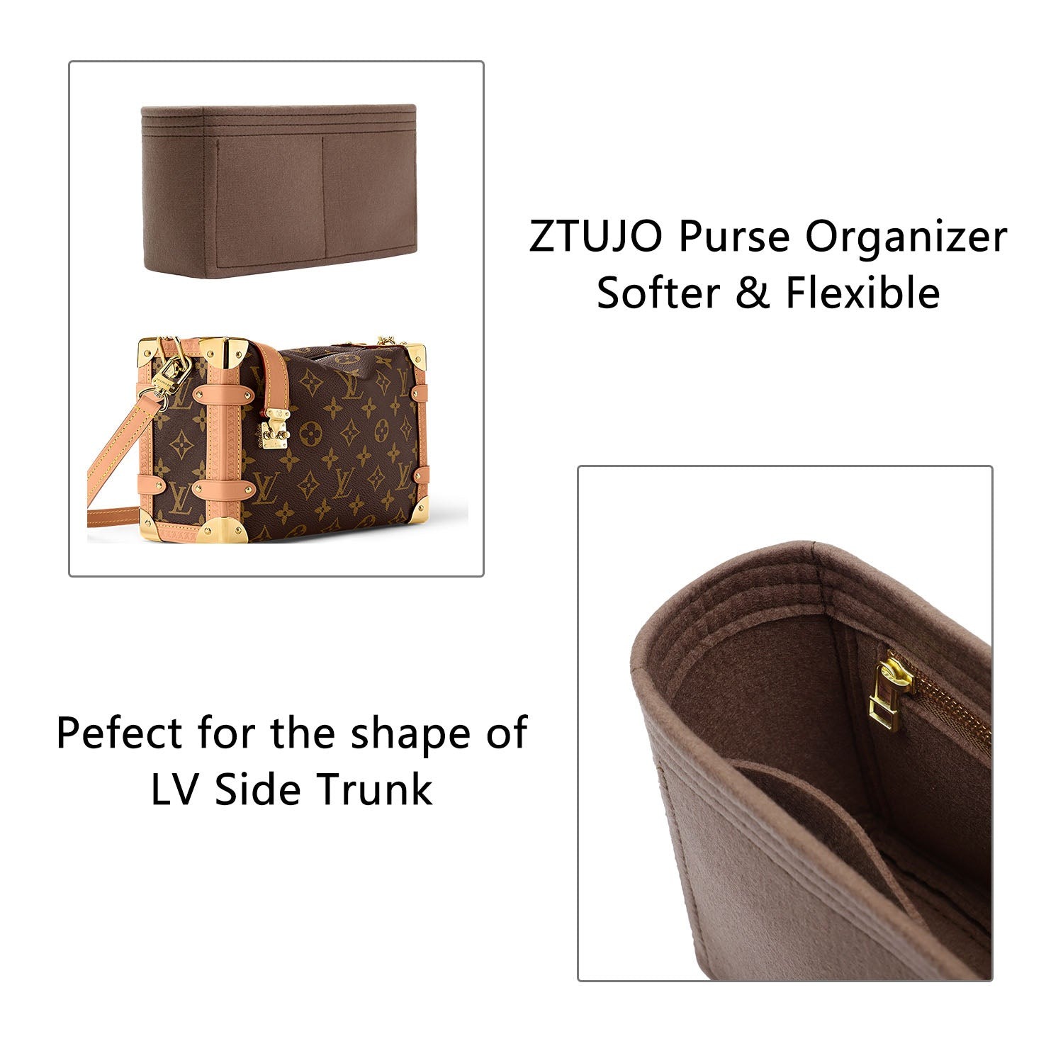Premium Handtaschen-Organizer für LV Side Trunk – Hellbraun / Individuelle Farbe product image 6