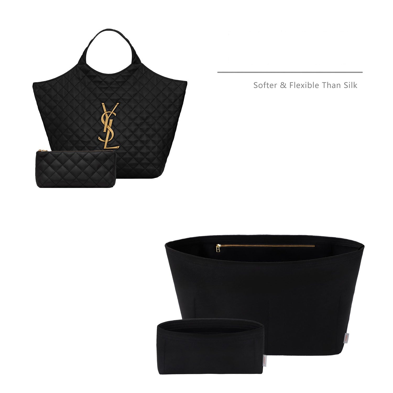 Premium-Handtaschenorganizer für die YSL ICARE Maxi Shopping Bag – 5 Fächer, weicher Filz, YKK-Reißverschluss