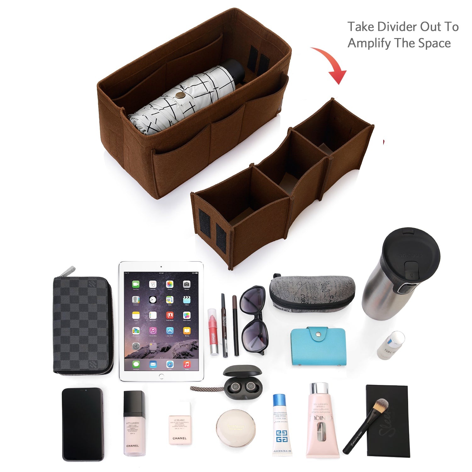 Filzeinlage-Beutelorganizer für Handtasche – Passt für LV Speedy 25 / 30 / 35 / 40, Neverfull MM / GM product image 36