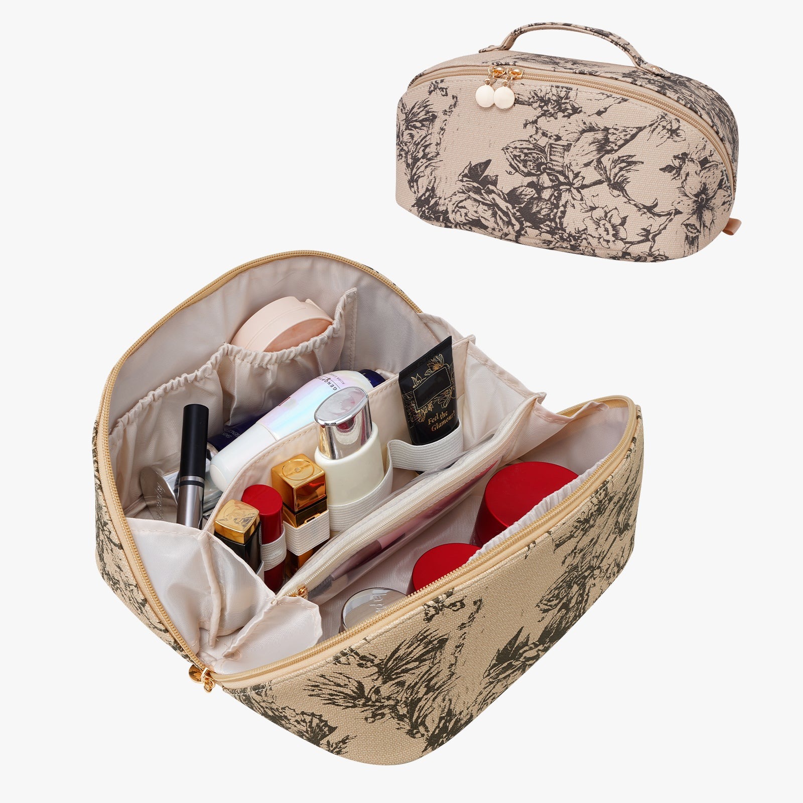 Große Kapazität, wasserdichte Kosmetiktasche aus PU-Leder für Damen – Make-up-Organizer mit Trennwand und Tragegriff product image 20