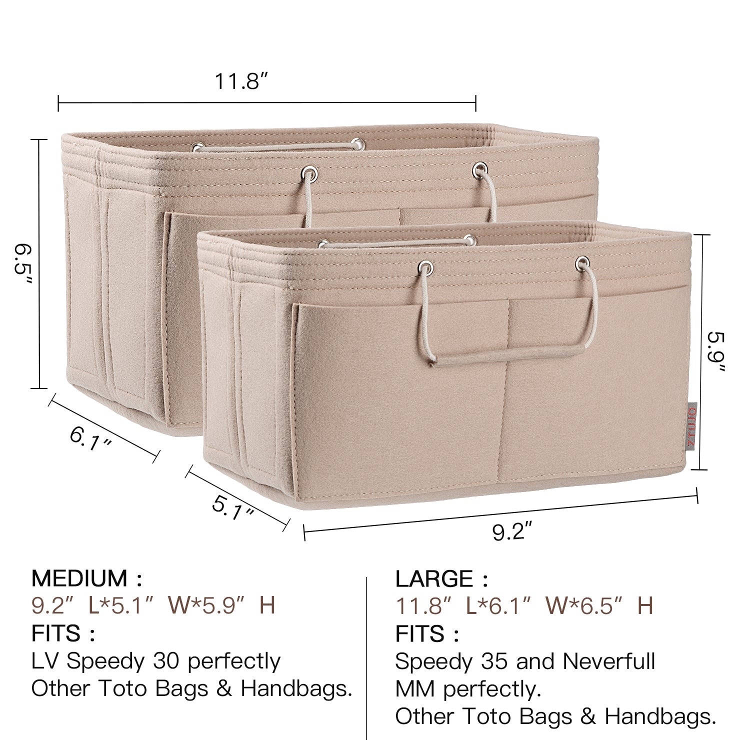 Mehrfachtaschen-Filz-Organizer für Handtaschen mit Griffen – Passend für LV Speedy 30, 35 & Neverfull MM (Medium/Large) product image 23