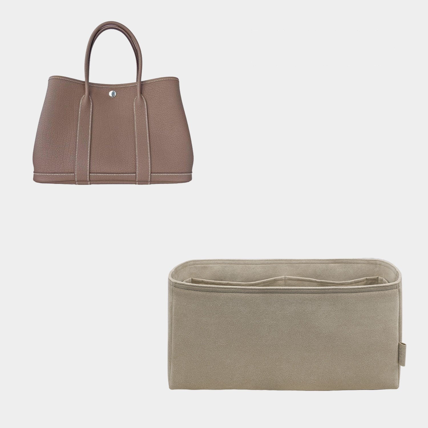Organizer für Hermes Garden Party Mini / 30 / 36 – 4 Fächer, Material aus dem Luxusauto-Innenraum