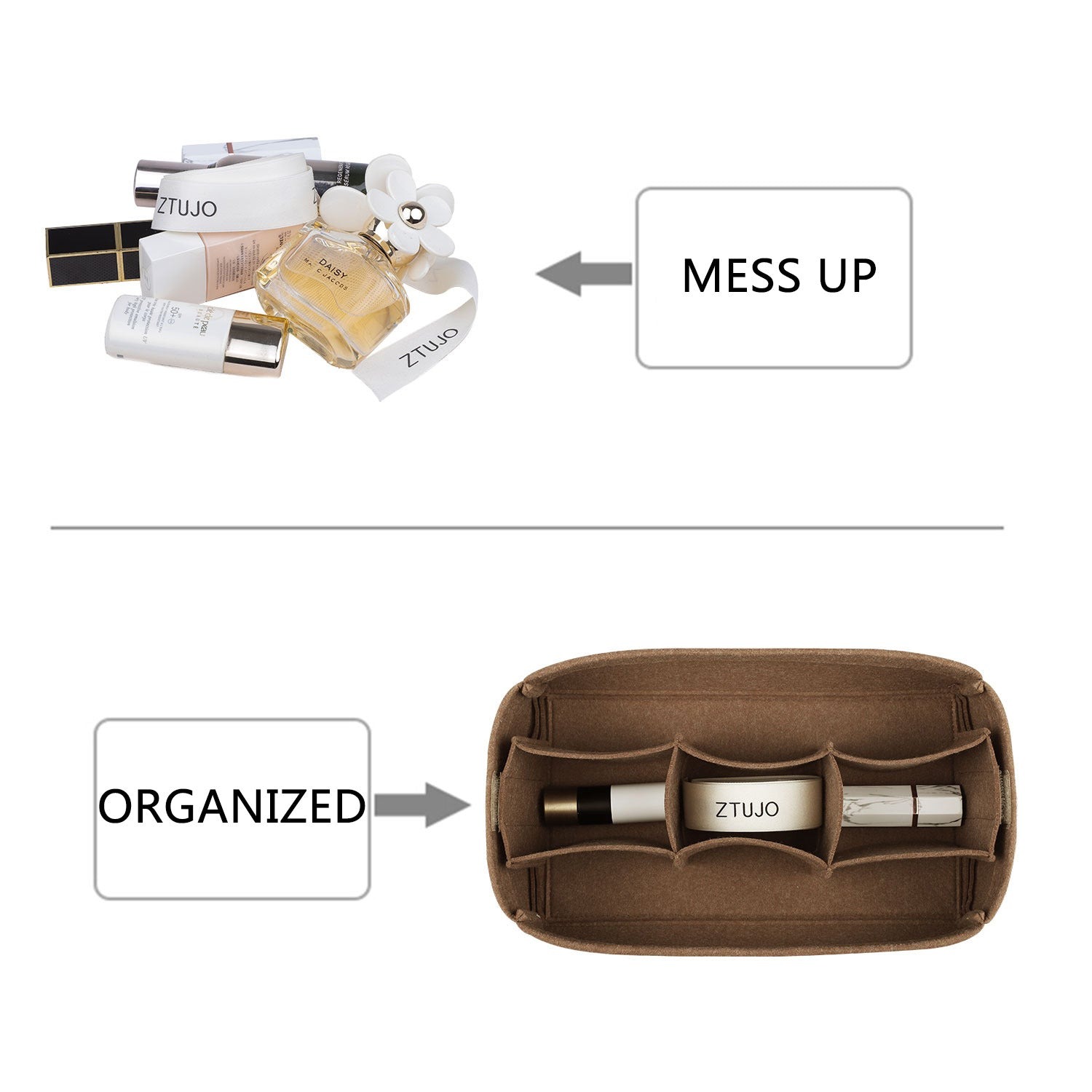 Premium Handtaschen-Organizer für LV Dopp Kit Toilettentasche – 3 Fächer, hellbraun oder Sonderfarbe product image 4
