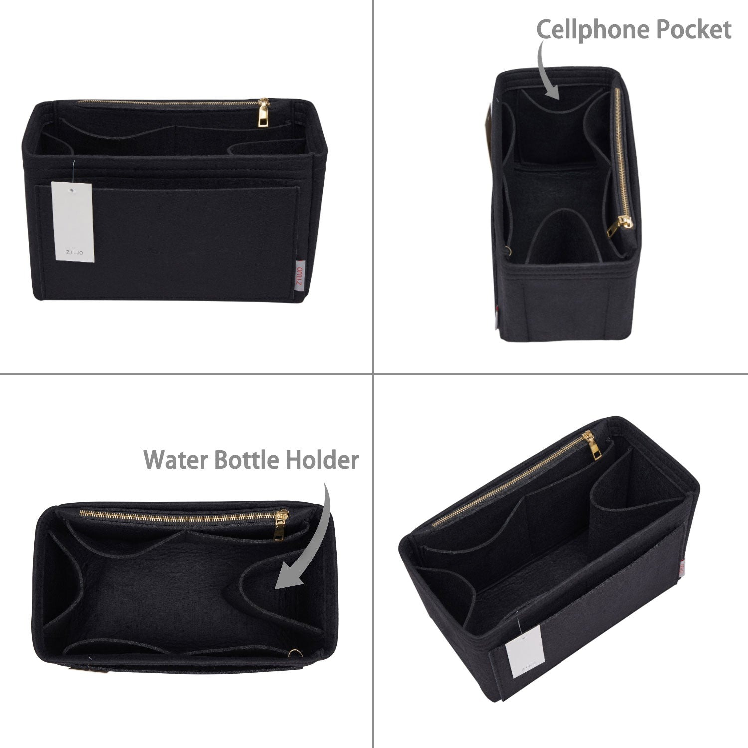 Filz-Einsatz für Handtaschen mit Flaschenhalter – Schlank Medium, Large, X-Large product image 18