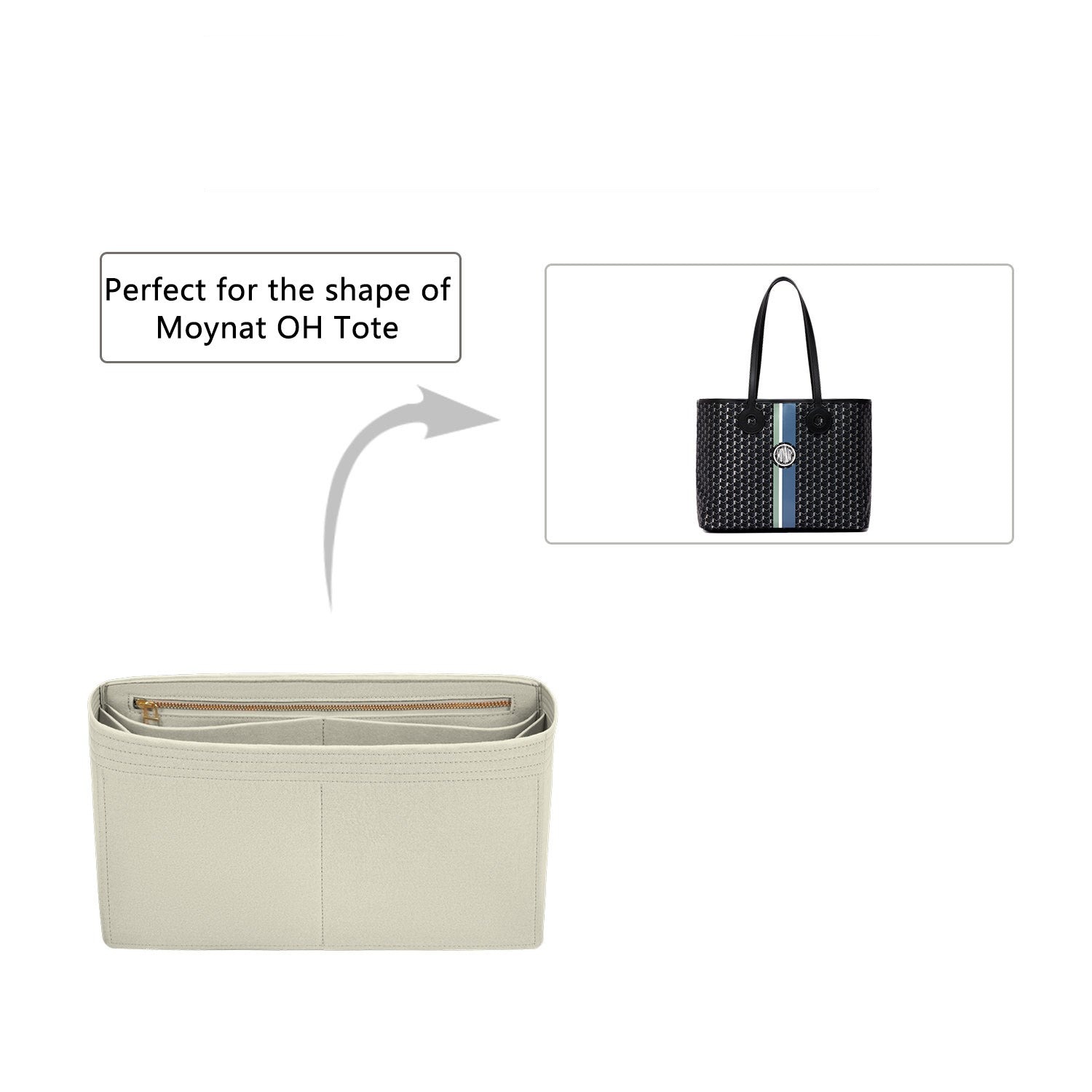 INNERBAG Geldbörsen-Organizer für Moynat OH Tote PM / MM / GM – 7-Fächer-Filzeinlage product image 5