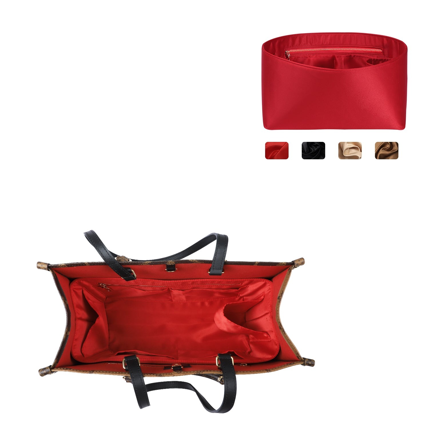 Seidiger Taschenorganizer-Einsatz für Handtaschen mit Reißverschluss – Passend für LV Neverfull, Speedy, Onthego, Artsy, Tote – 6 Größen product image 15